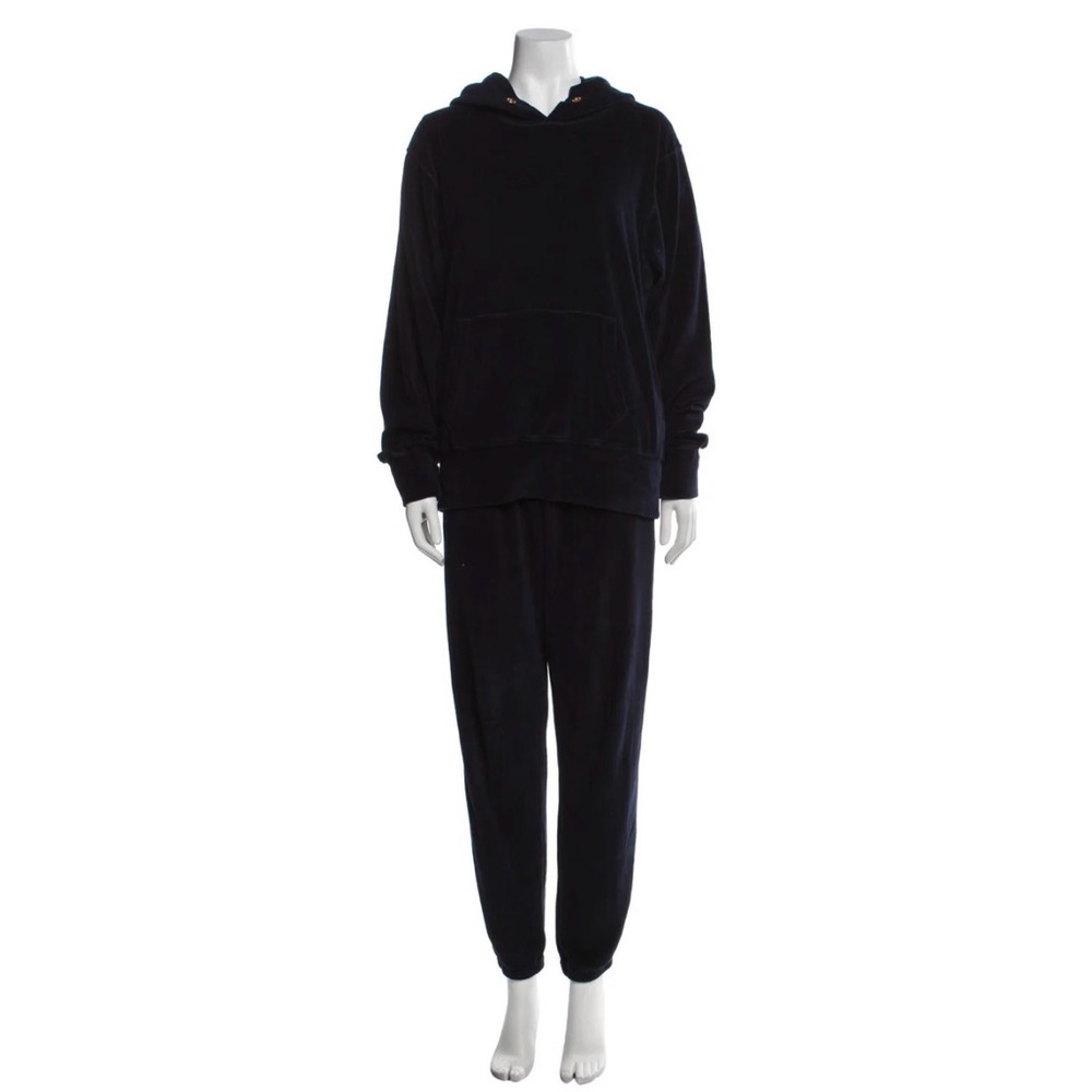 Les Tien Navy Velour Hoodie and Jogger Set